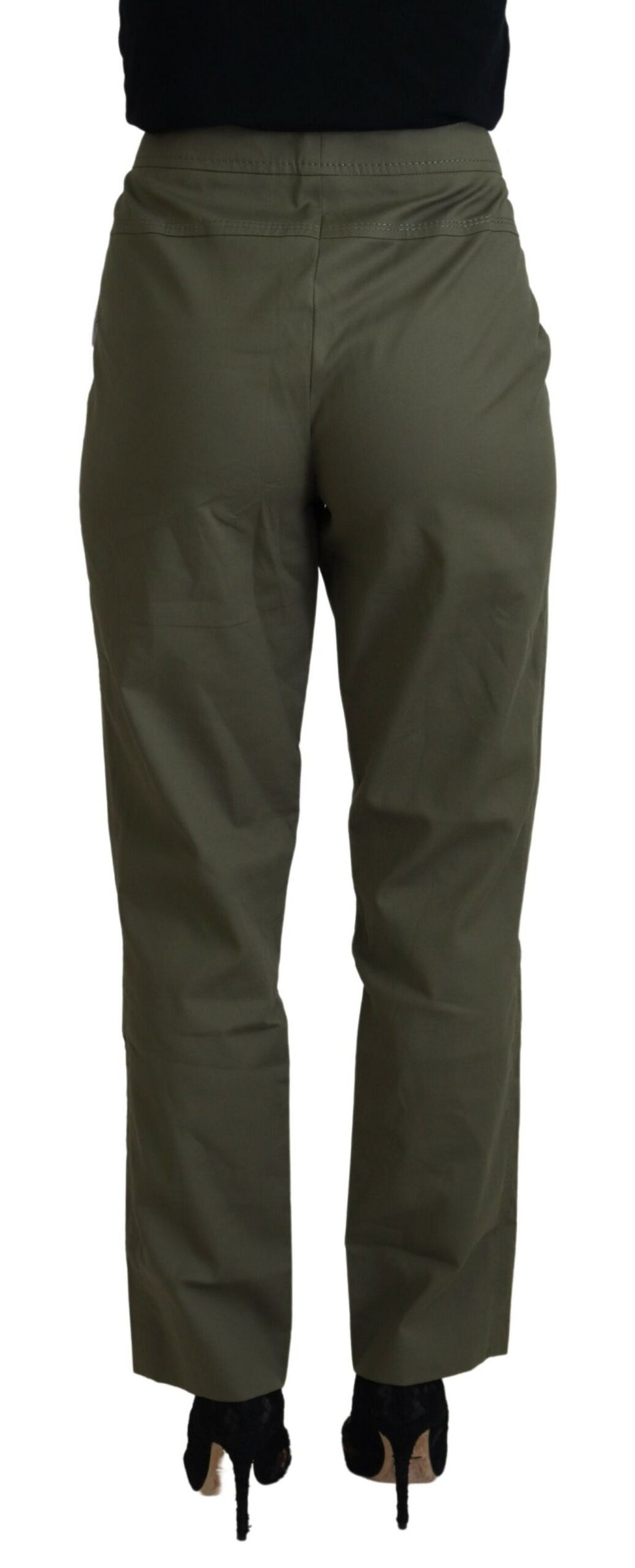 LAUREL Grüne, hoch taillierte Karottenhose aus Baumwolle für Damen