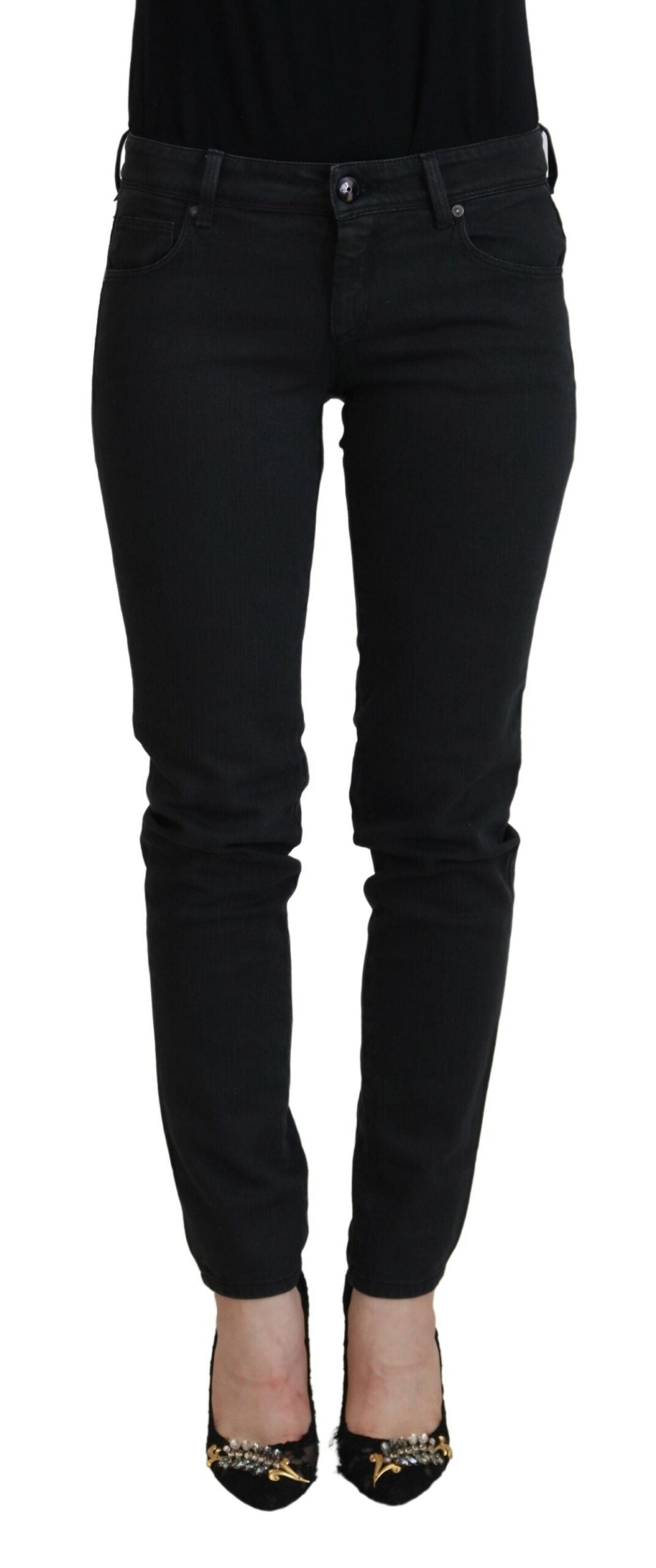 Jean en denim noir coupe slim pour femme Ermanno Scervino en coton