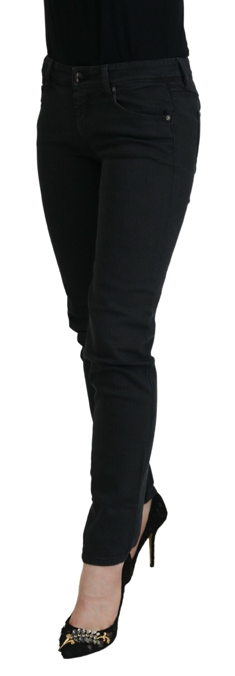 Jean en denim noir coupe slim pour femme Ermanno Scervino en coton