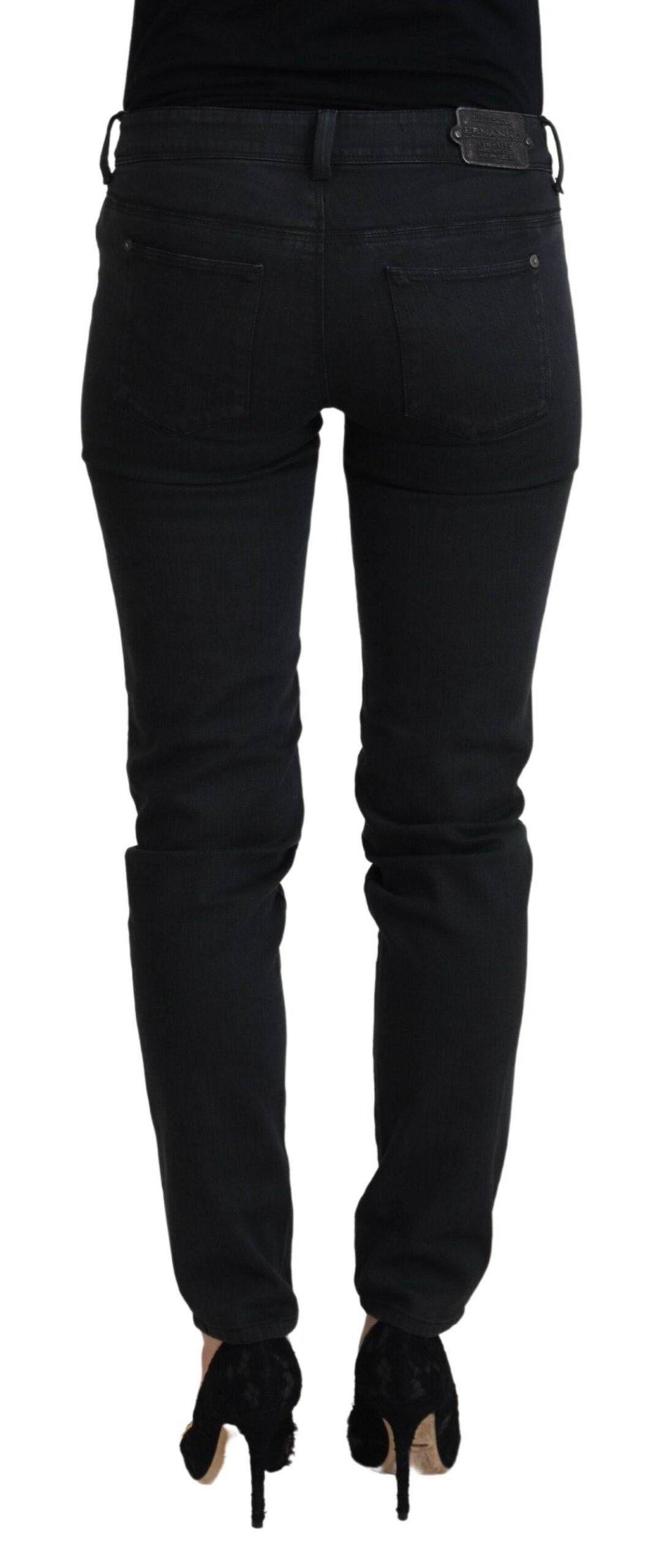 Jean en denim noir coupe slim pour femme Ermanno Scervino en coton