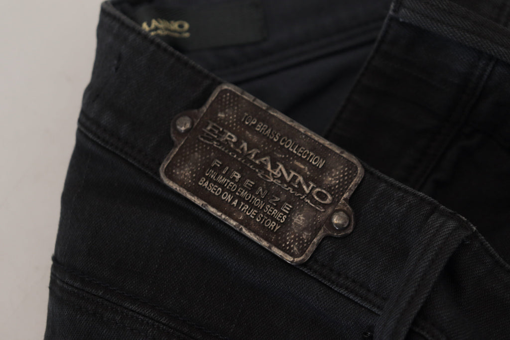 Jean en denim noir coupe slim pour femme Ermanno Scervino en coton