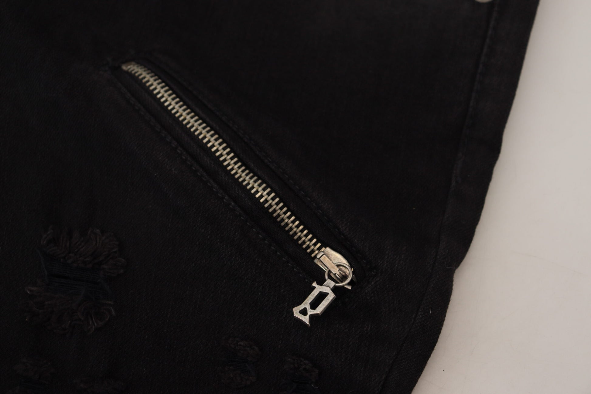 Jean en jean noir en coton taille mi-haute coupe skinny slim John Galliano