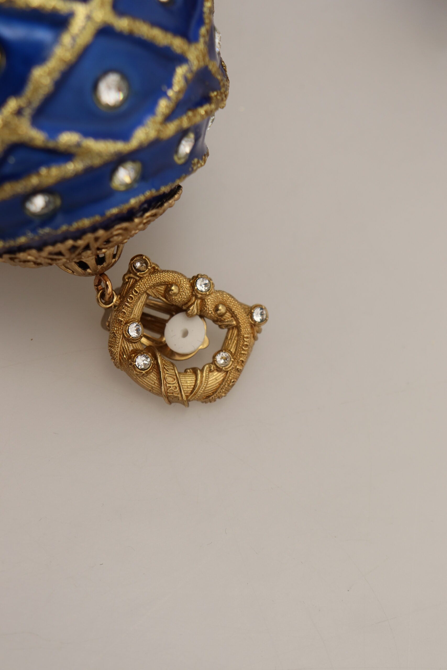 Dolce &amp; Gabbana – Ohrclips aus goldenem Messing mit blauen Kugeln und Kristallen
