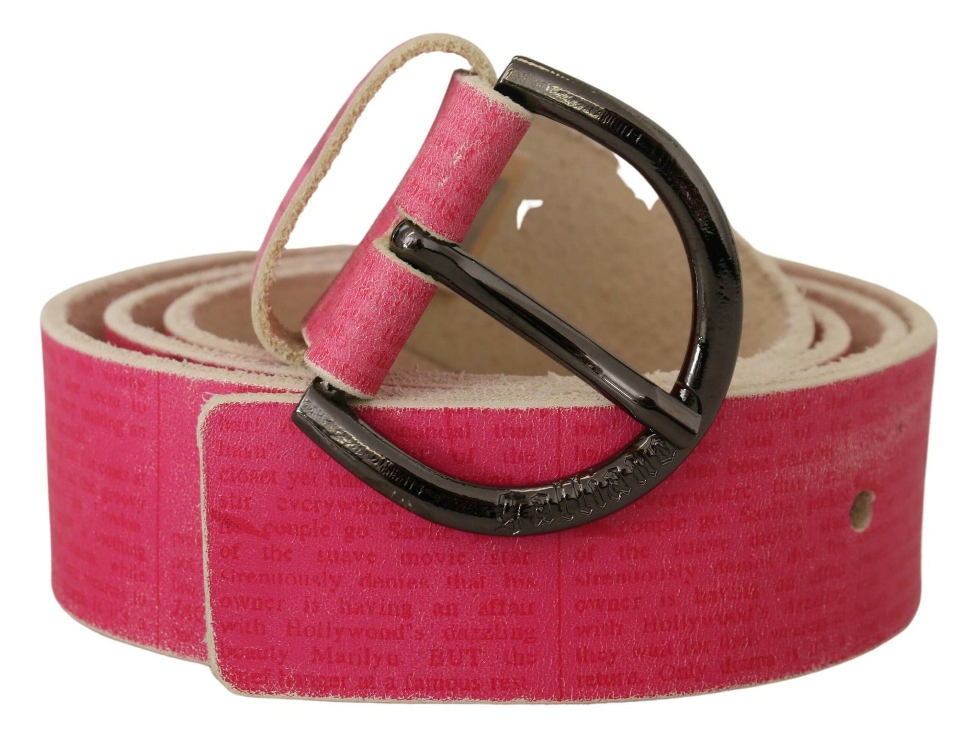 Ceinture en cuir rose à boucle ronde et logo lettre John Galliano
