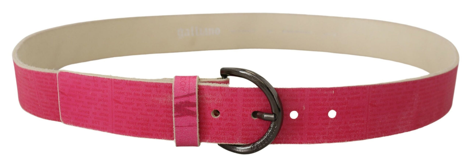 Ceinture en cuir rose à boucle ronde et logo lettre John Galliano