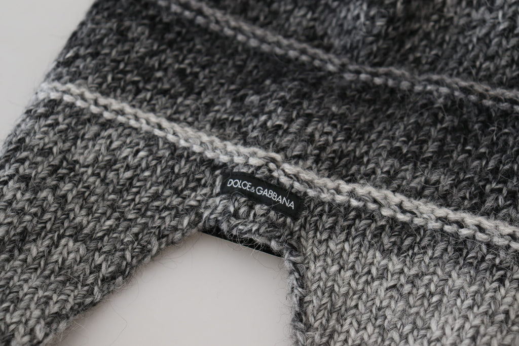 Bonnet tricoté Dolce & Gabbana gris en polaire chaude avec cache-oreilles