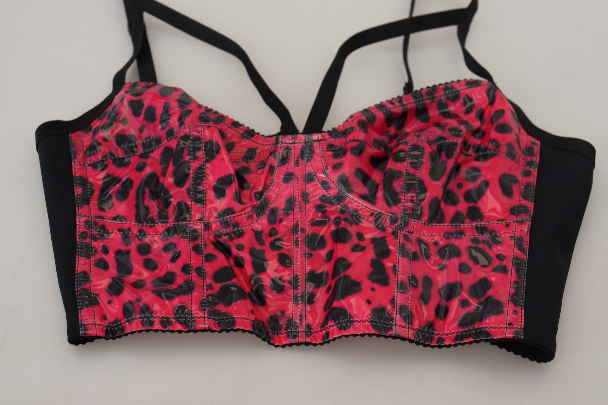 Haut bustier corset court Dolce & Gabbana rose imprimé léopard