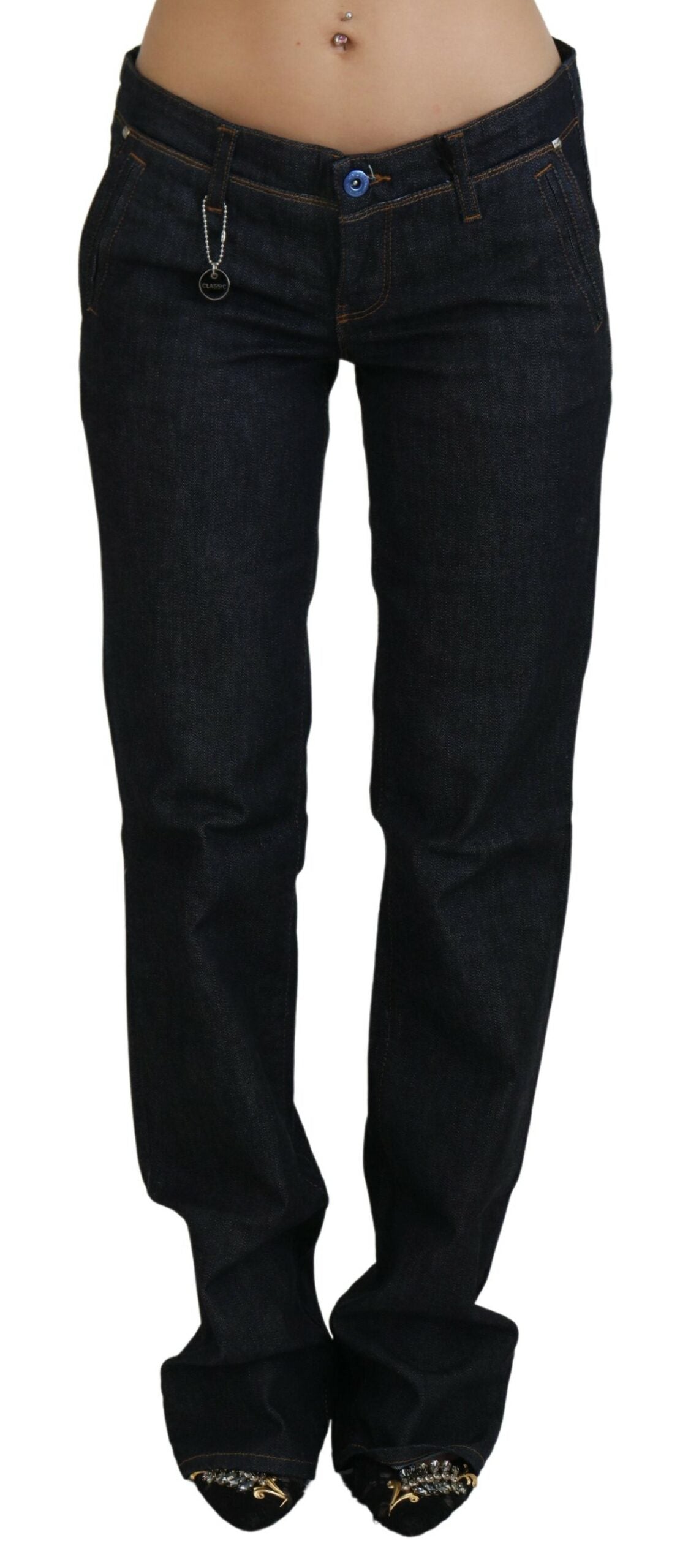 Jean droit taille basse en denim bleu Costume National