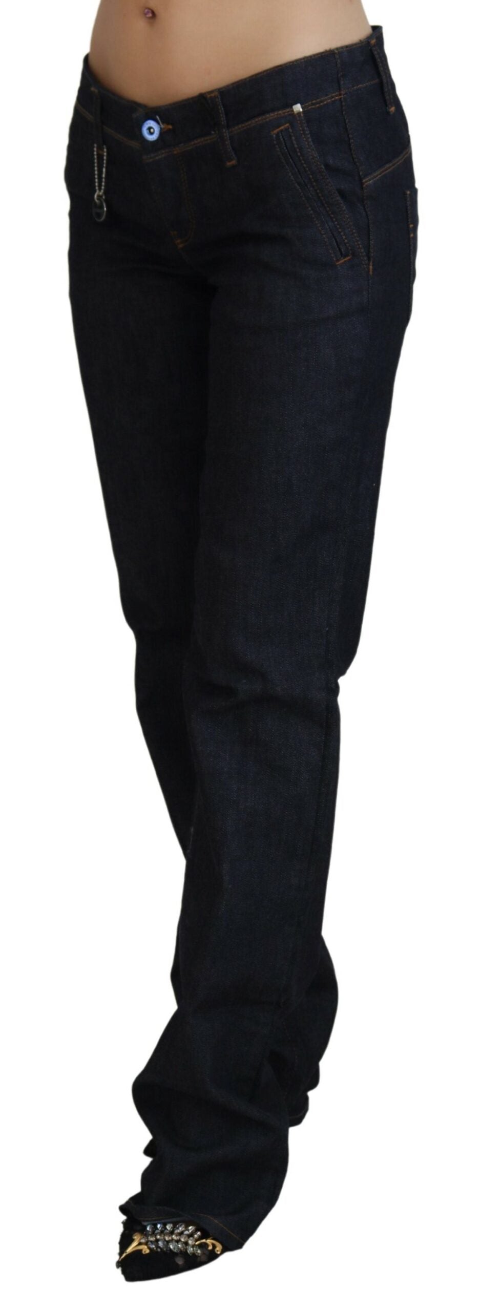 Jean droit taille basse en denim bleu Costume National