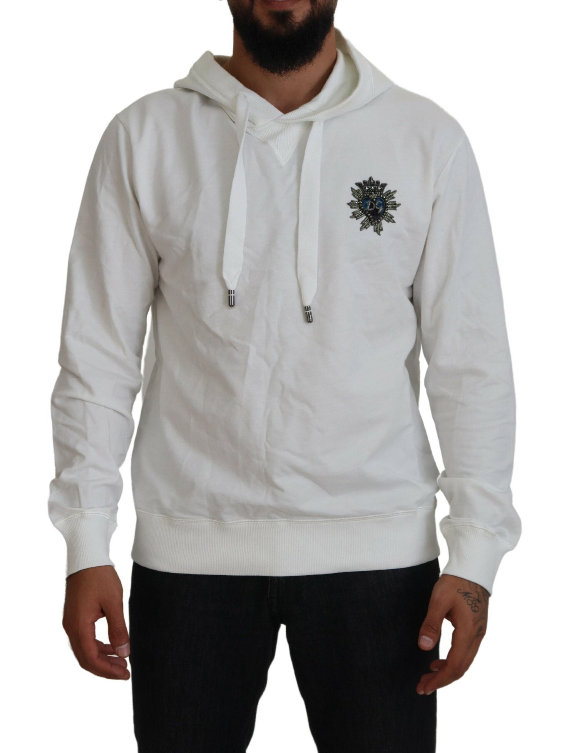 Sweat à capuche Dolce & Gabbana en coton blanc avec logo