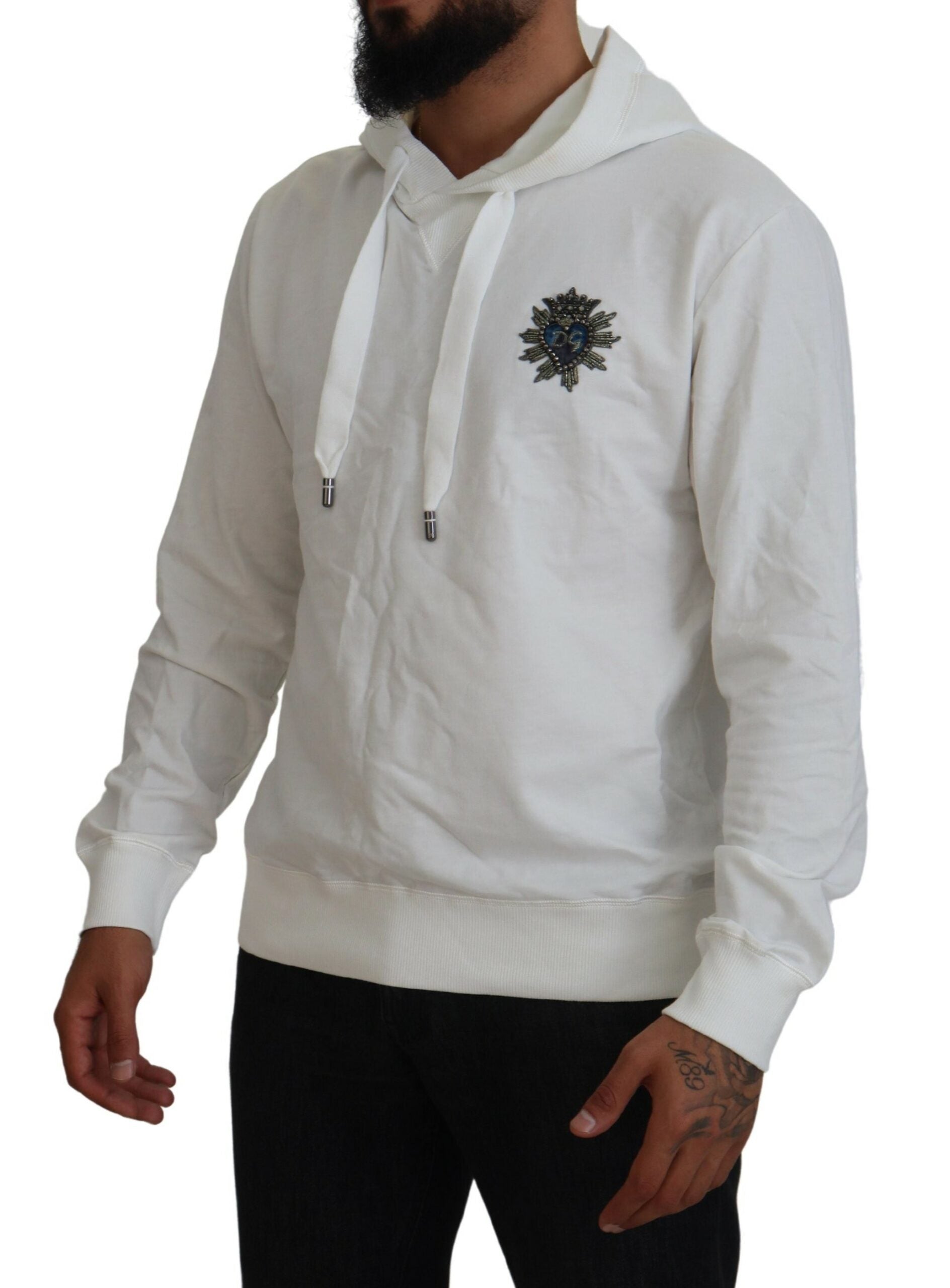 Sweat à capuche Dolce & Gabbana en coton blanc avec logo