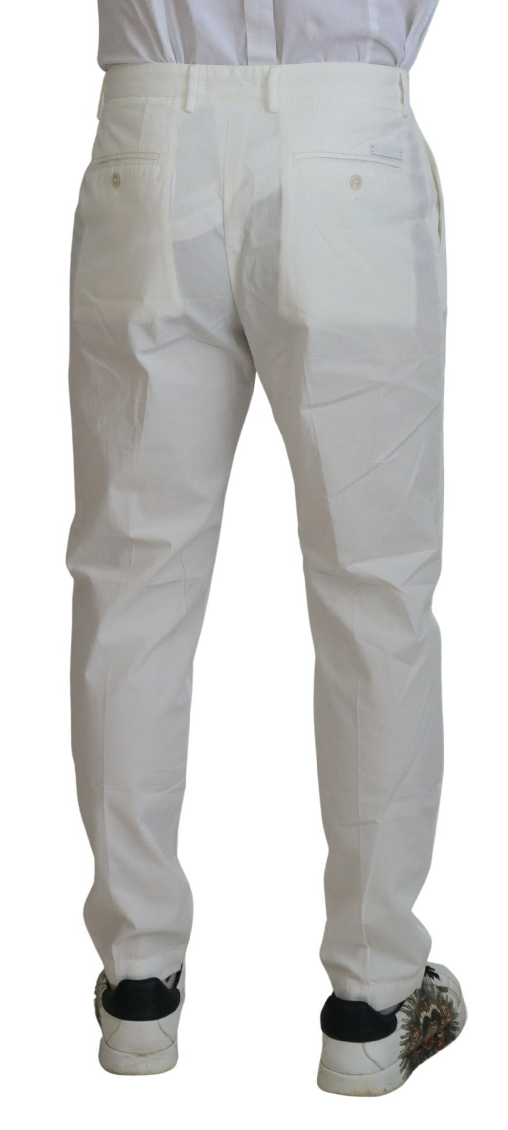 Pantalon Chino Skinny en Coton Blanc Dolce & Gabbana