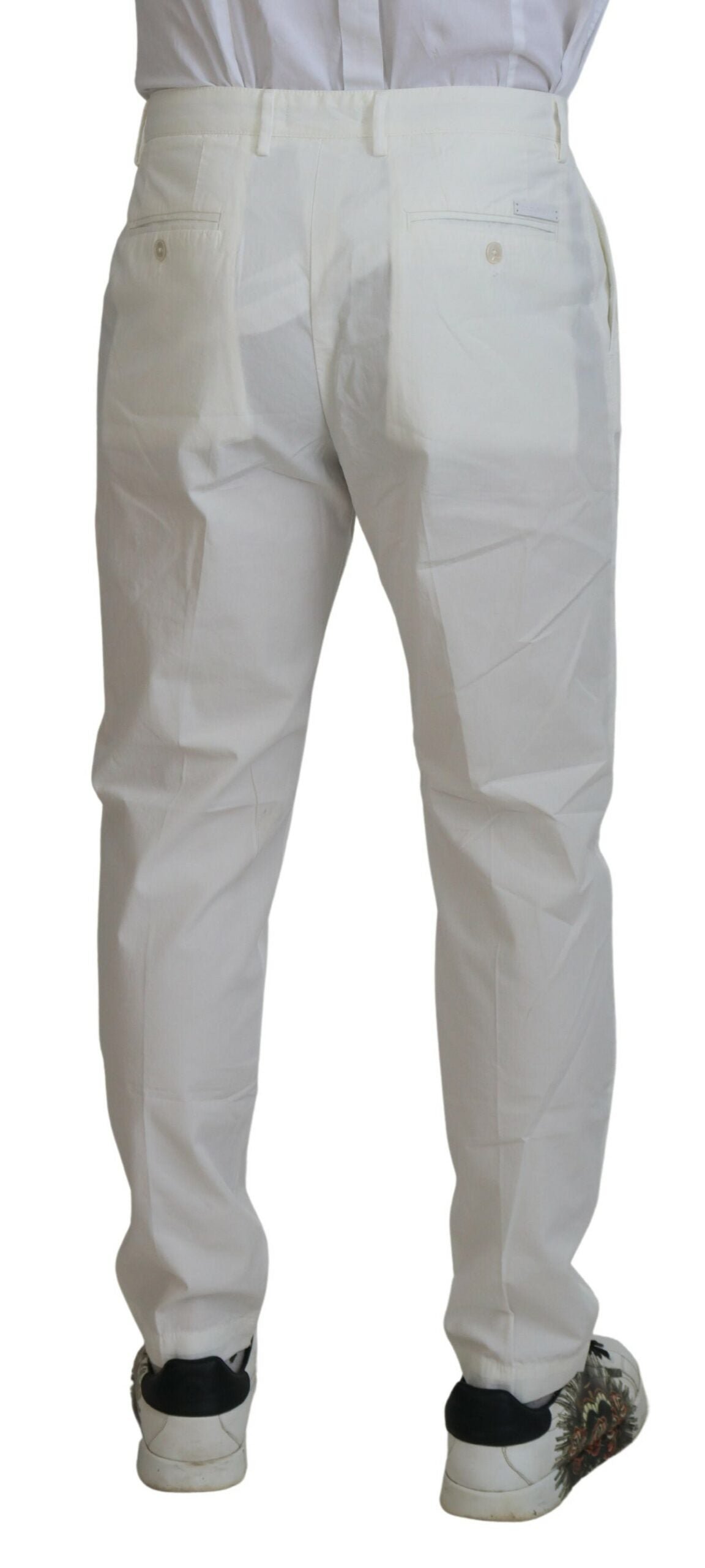 Pantalon Chino Skinny en Coton Blanc Dolce & Gabbana