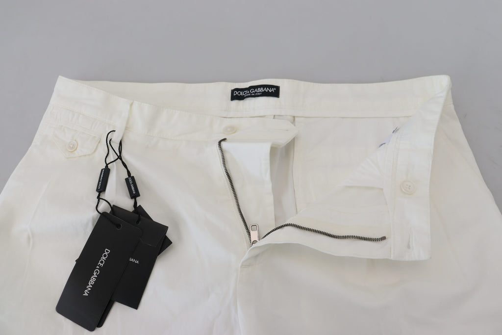 Pantalon Chino Skinny en Coton Blanc Dolce & Gabbana