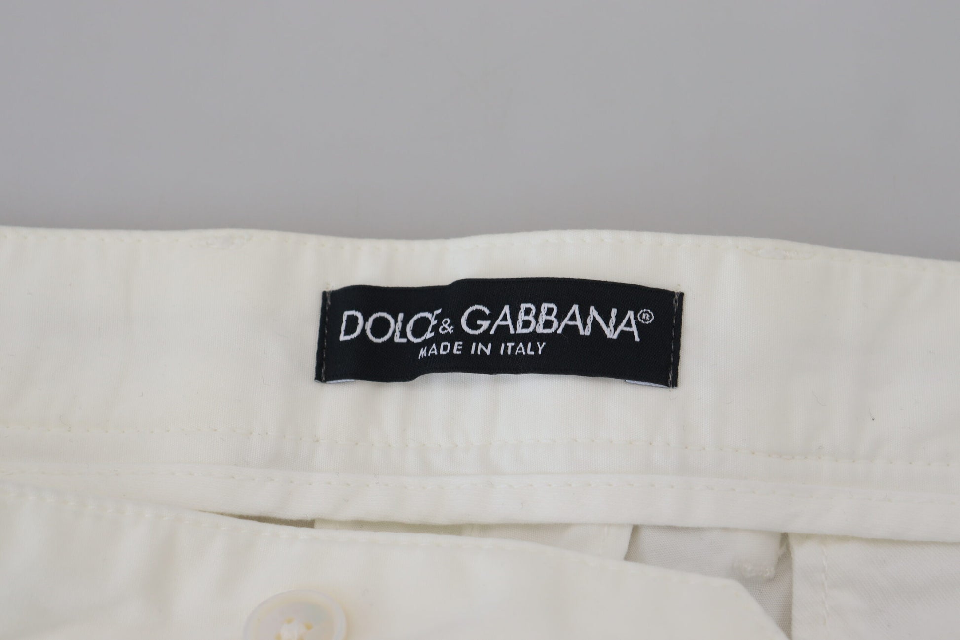 Pantalon Chino Skinny en Coton Blanc Dolce & Gabbana