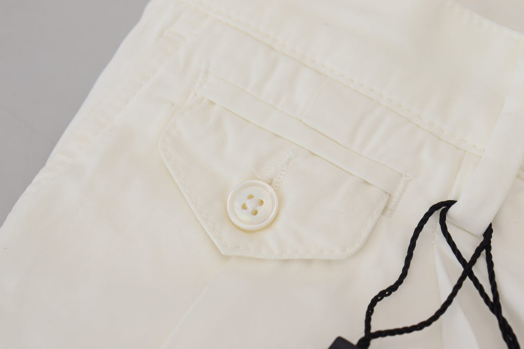 Pantalon Chino Skinny en Coton Blanc Dolce & Gabbana