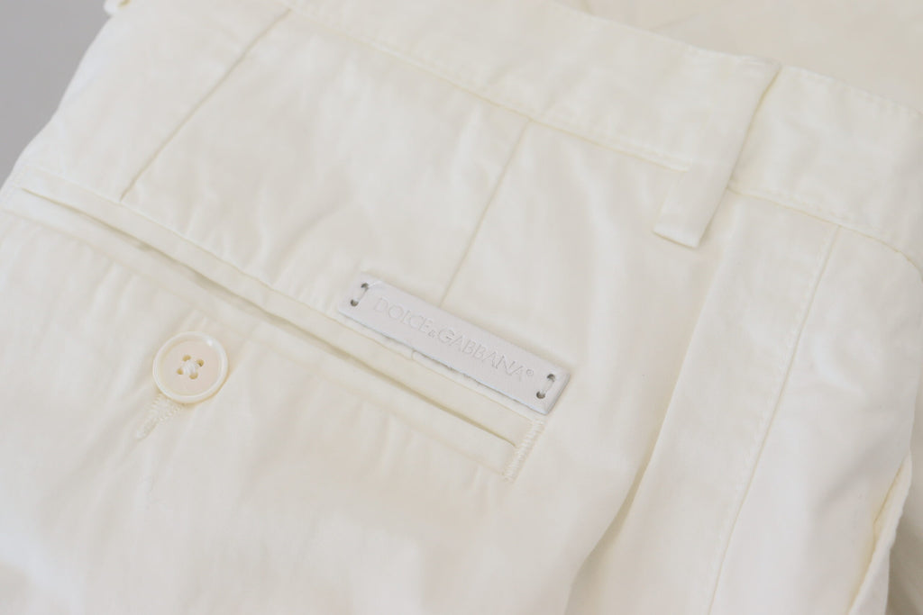Pantalon Chino Skinny en Coton Blanc Dolce & Gabbana