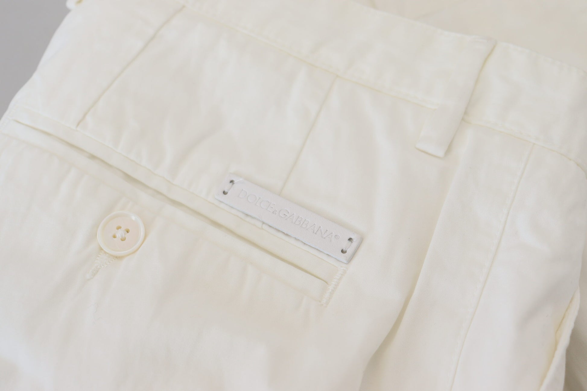 Pantalon Chino Skinny en Coton Blanc Dolce & Gabbana