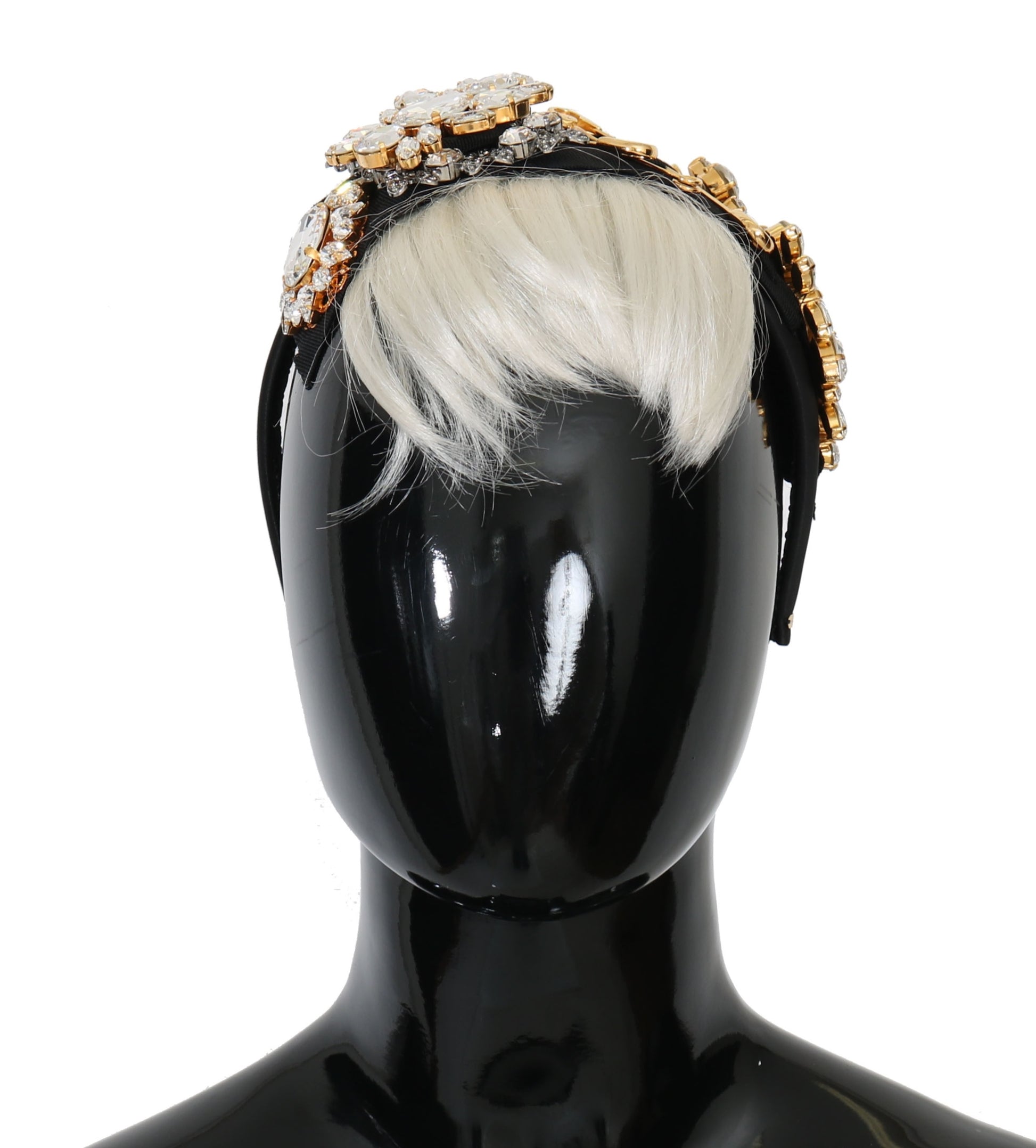 Serre-tête diadème Dolce & Gabbana en cristal noir et cheveux blancs Parrucchiera