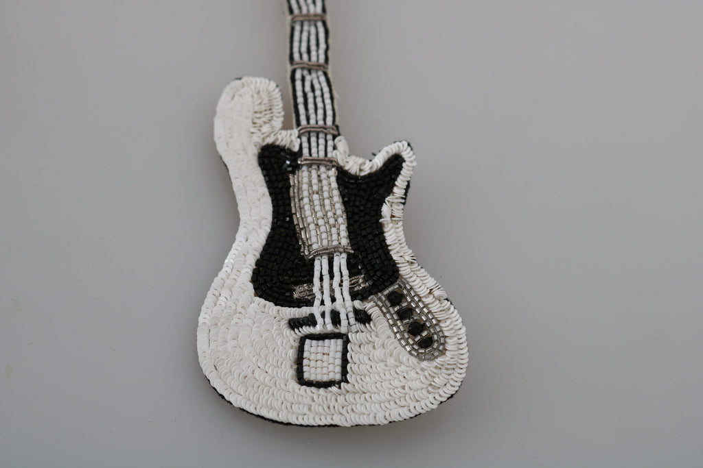 Dolce &amp; Gabbana Gold Messing Perlen Gitarre Pin Accessoire Brosche