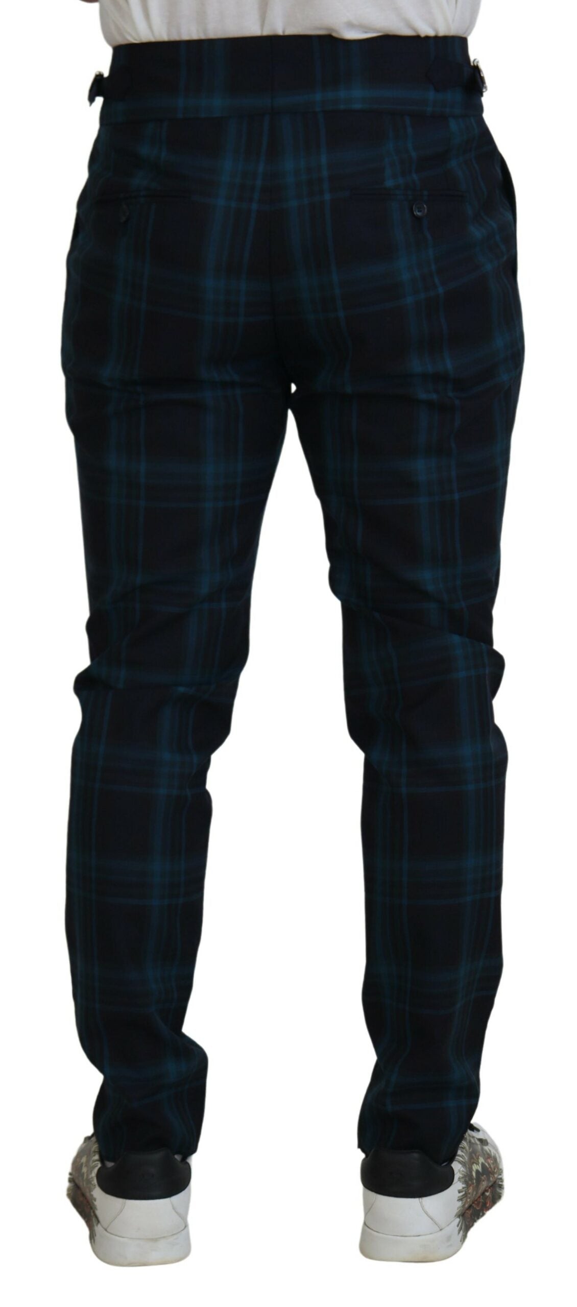 Pantalon de laine à carreaux bleus et violets Dolce & Gabbana