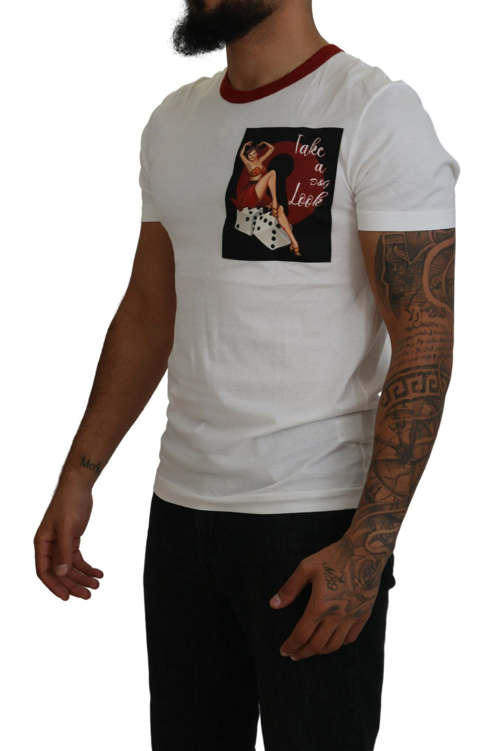 T-shirt ras du cou Dolce & Gabbana en coton blanc avec logo imprimé