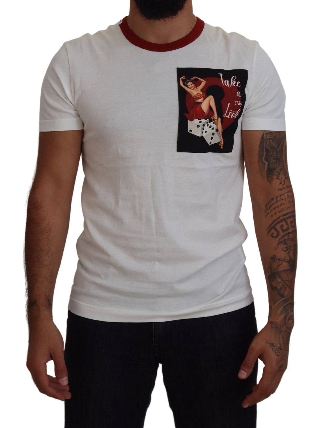 T-shirt ras du cou Dolce & Gabbana en coton blanc avec logo imprimé