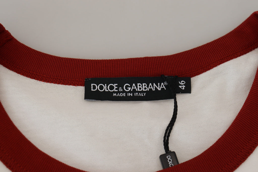 T-shirt ras du cou Dolce & Gabbana en coton blanc avec logo imprimé