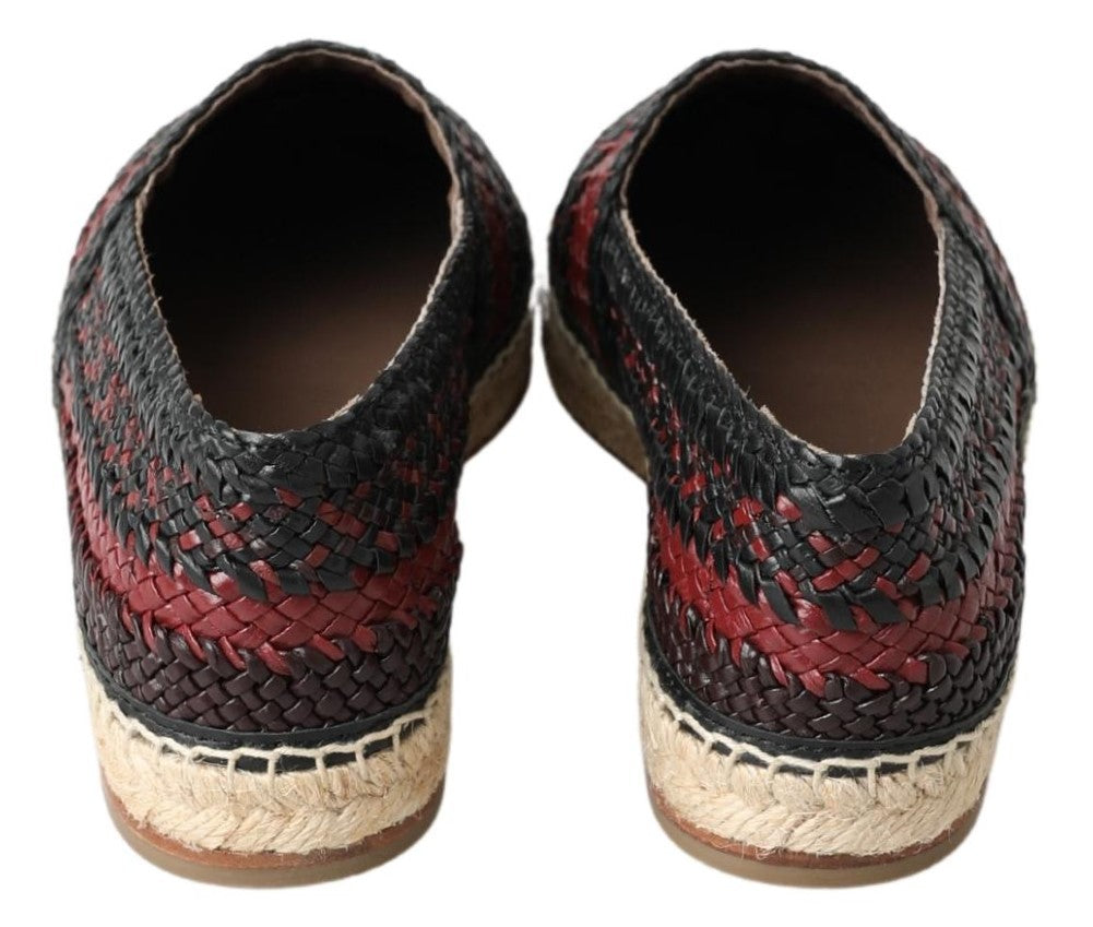 Chaussures espadrilles Dolce & Gabbana en cuir de buffle noir bordeaux