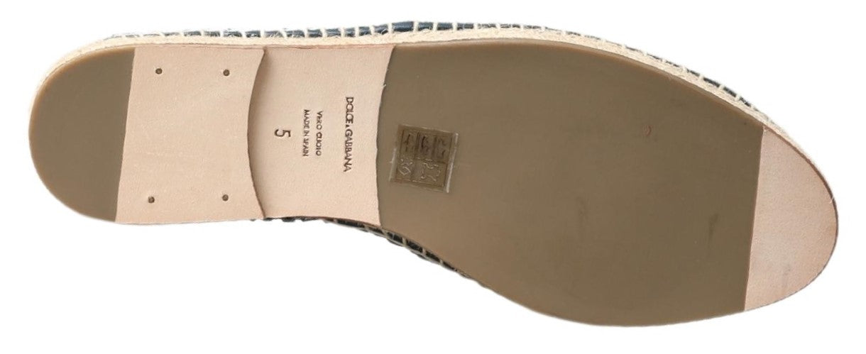 Chaussures Espadrilles Dolce & Gabbana en Cuir de Buffle Bleu-Gris