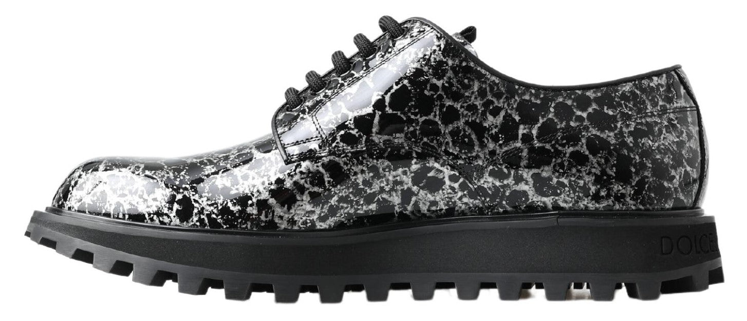 Chaussures en cuir verni Dolce & Gabbana noir et blanc Derby