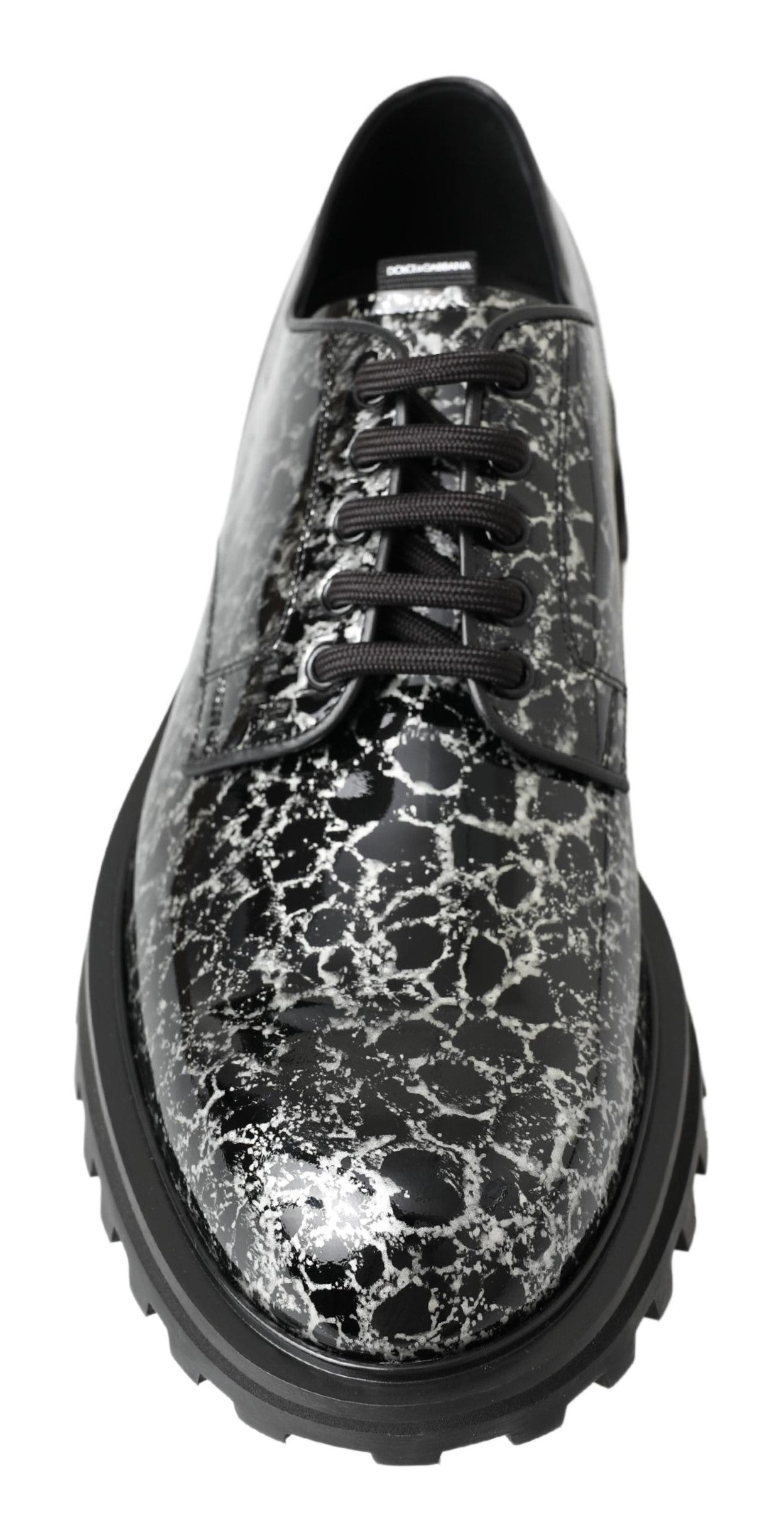 Chaussures en cuir verni Dolce & Gabbana noir et blanc Derby