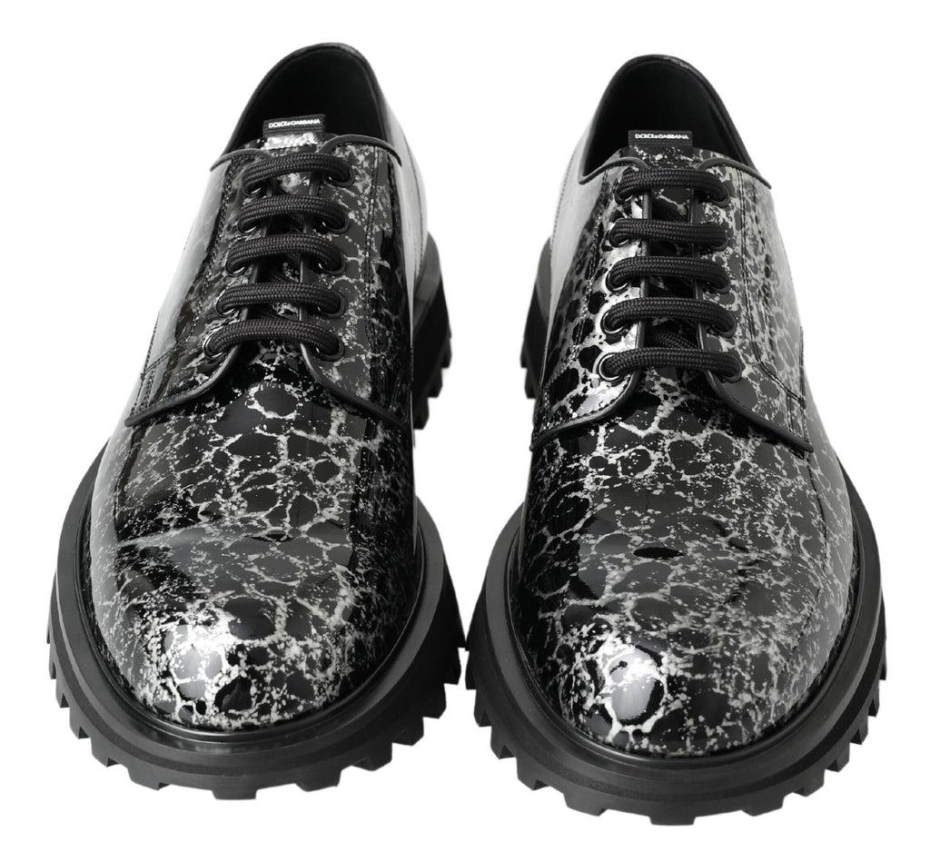 Chaussures en cuir verni Dolce & Gabbana noir et blanc Derby