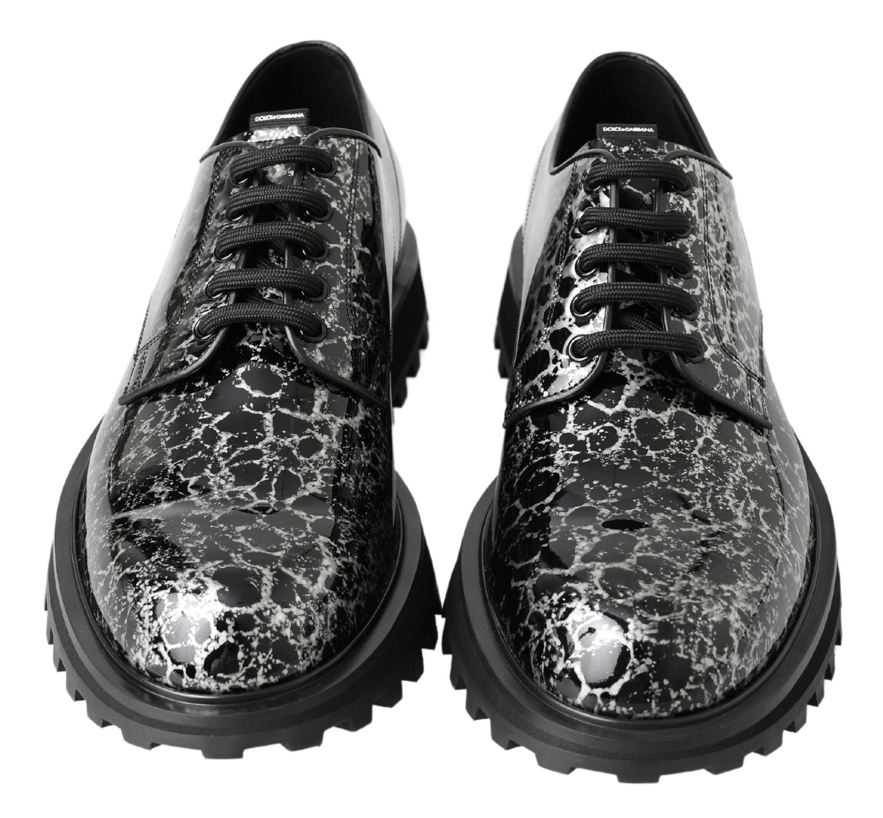 Chaussures en cuir verni Dolce & Gabbana noir et blanc Derby