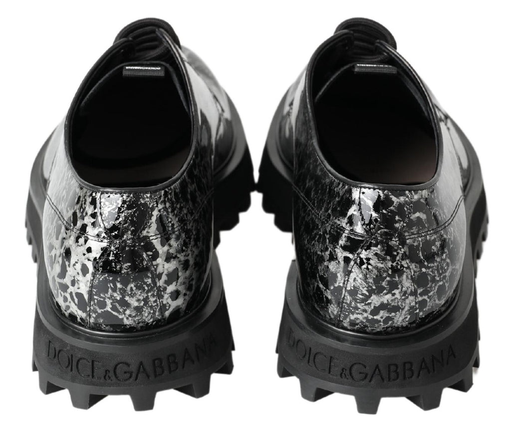 Chaussures en cuir verni Dolce & Gabbana noir et blanc Derby