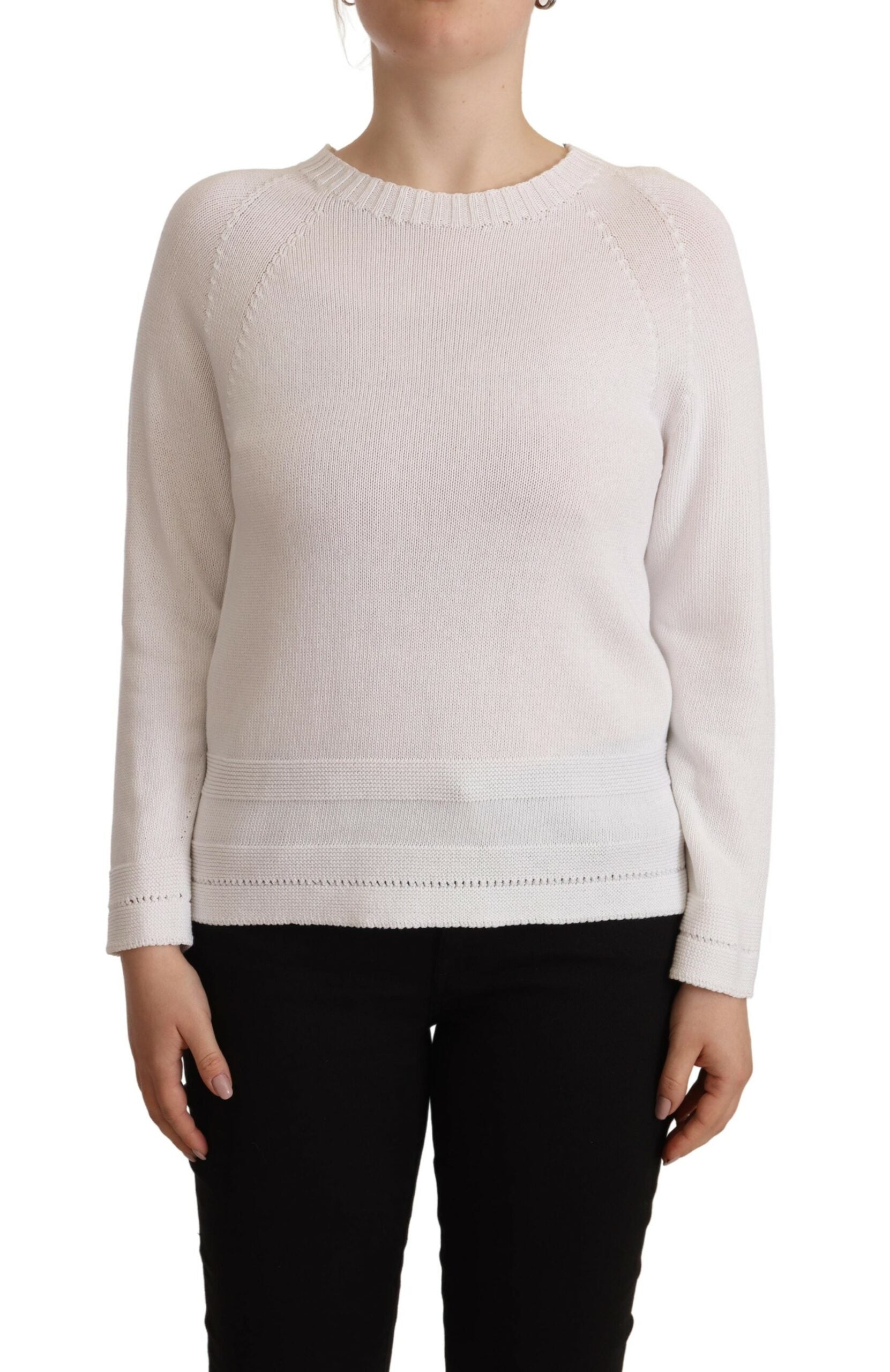 Pull col rond à manches longues Alpha Studio blanc