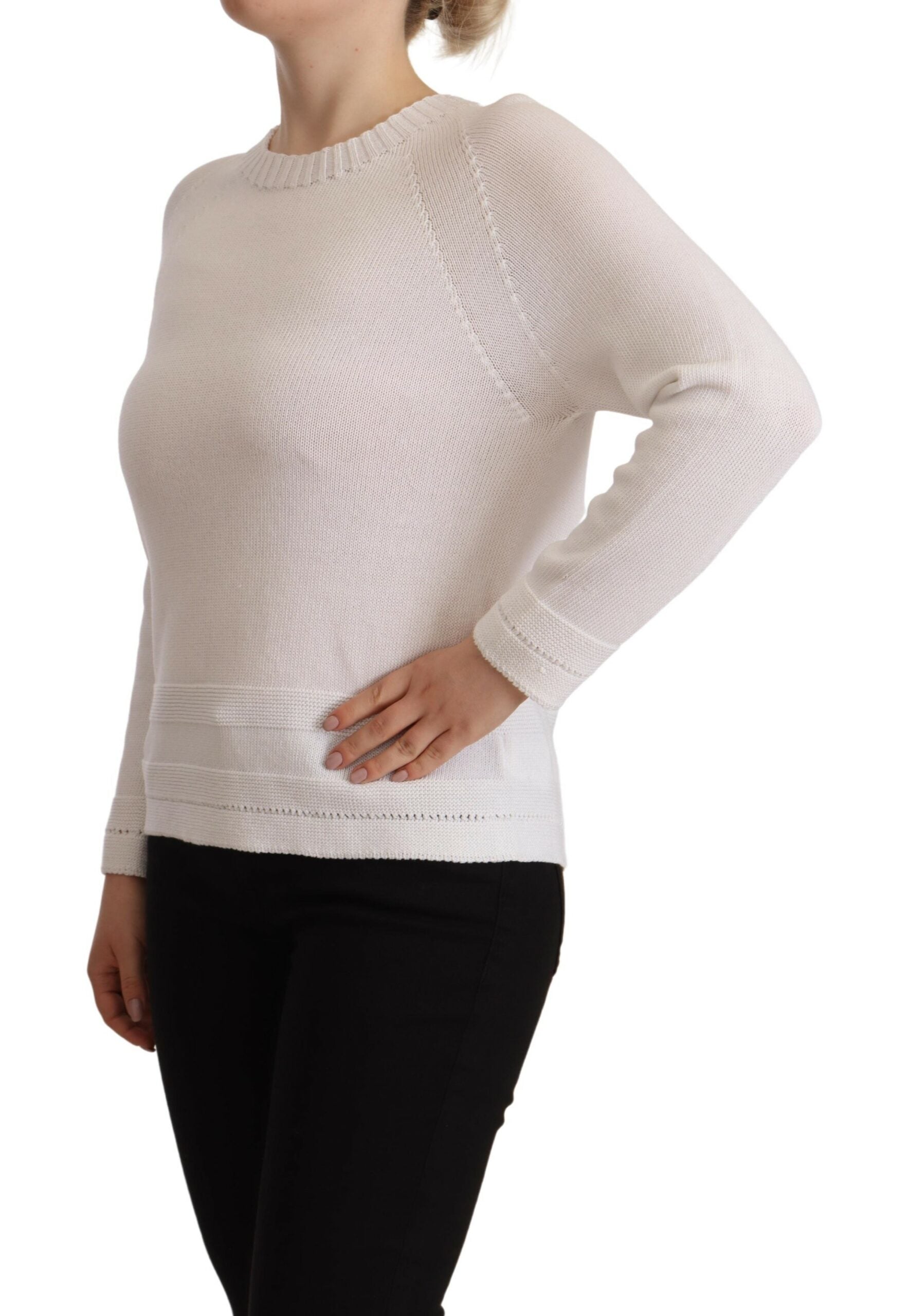 Pull col rond à manches longues Alpha Studio blanc