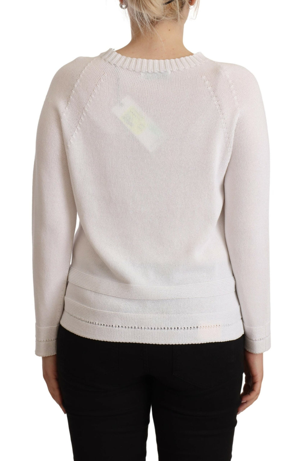 Pull col rond à manches longues Alpha Studio blanc