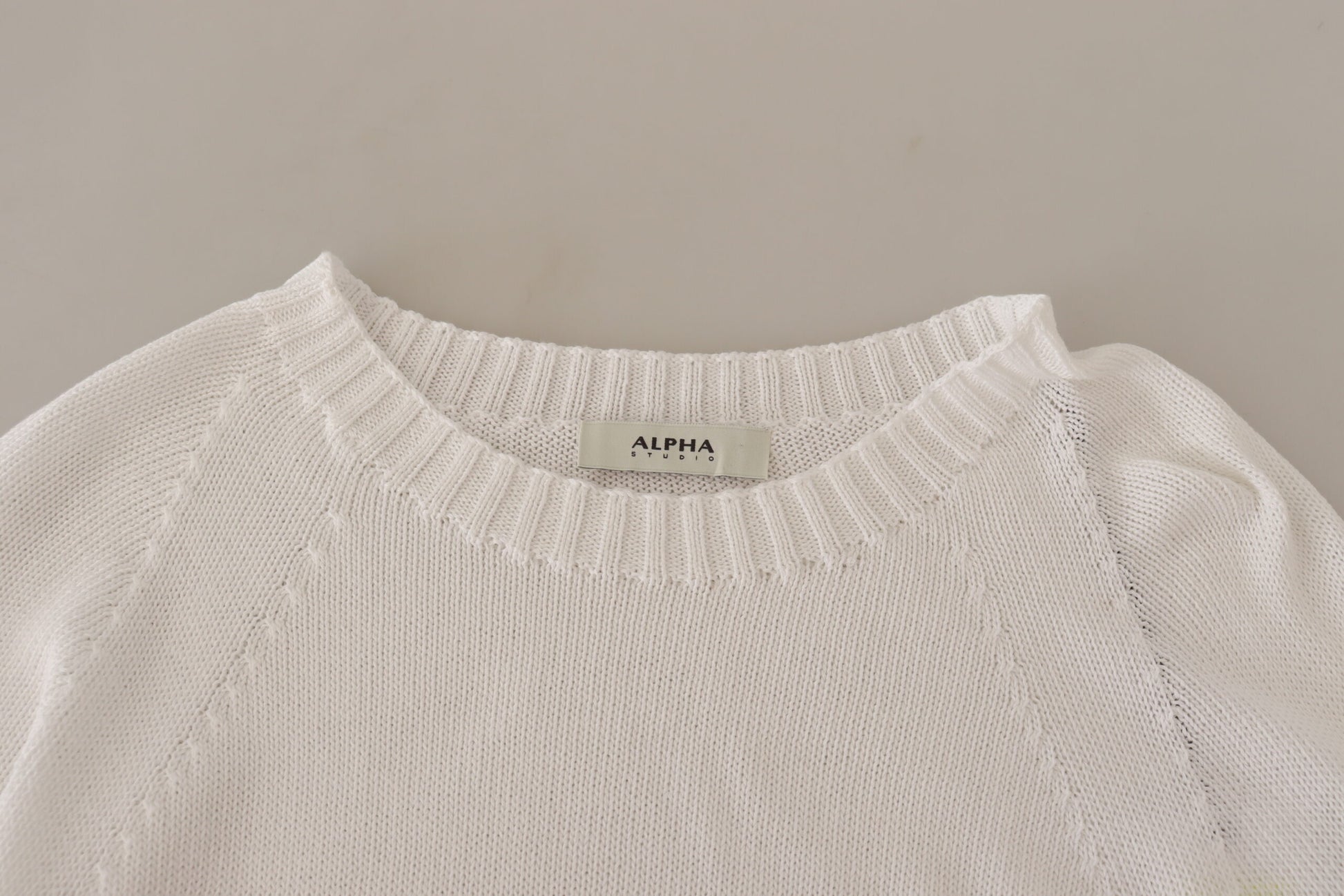 Pull col rond à manches longues Alpha Studio blanc