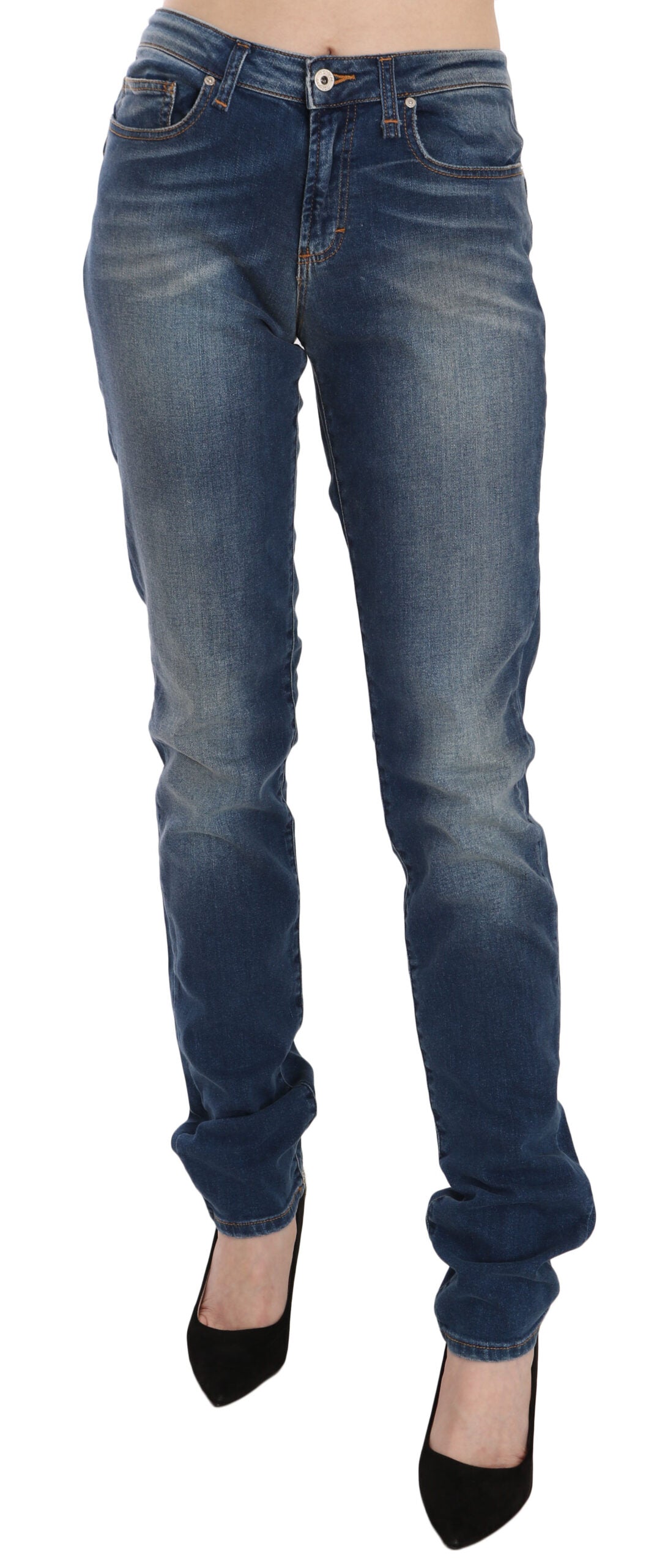 Fiorucci – Blau verwaschene Slim-Fit-Jeans mit mittlerer Taille