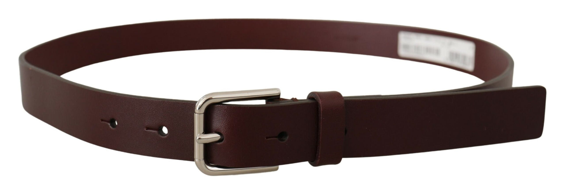 Ceinture Dolce & Gabbana en Cuir de Veau Marron Boucle en Métal Argenté