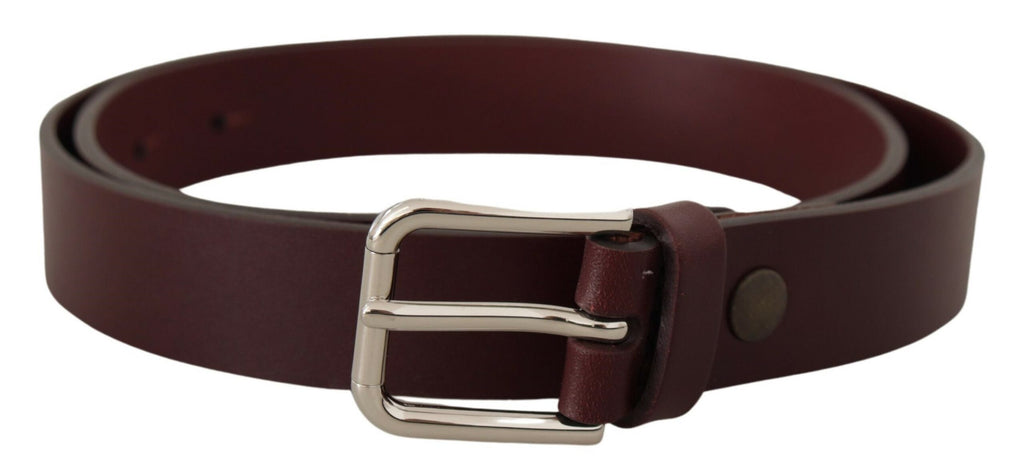 Ceinture Dolce & Gabbana en Cuir de Veau Marron Boucle en Métal Argenté