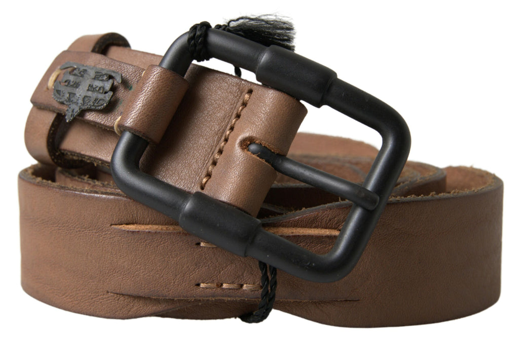 Ceinture en cuir marron avec boucle en métal Ermanno Scervino pour homme