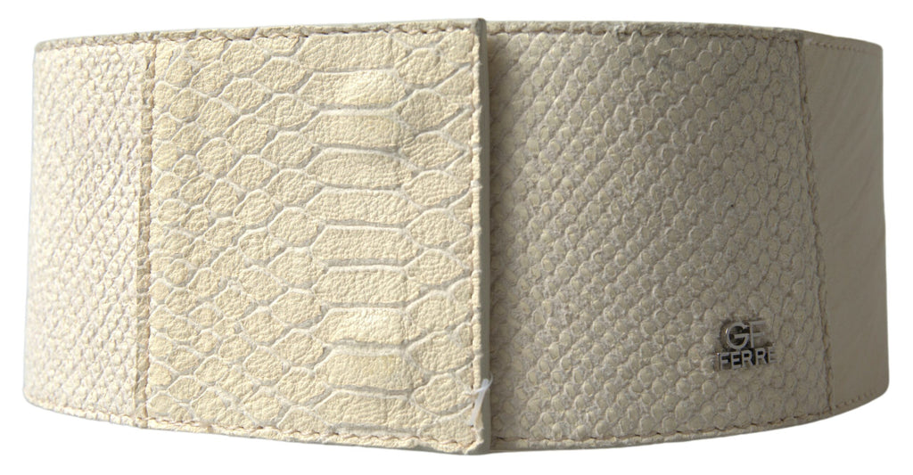 Ceinture GF Ferre en coton ciré blanc cassé à large taille mode