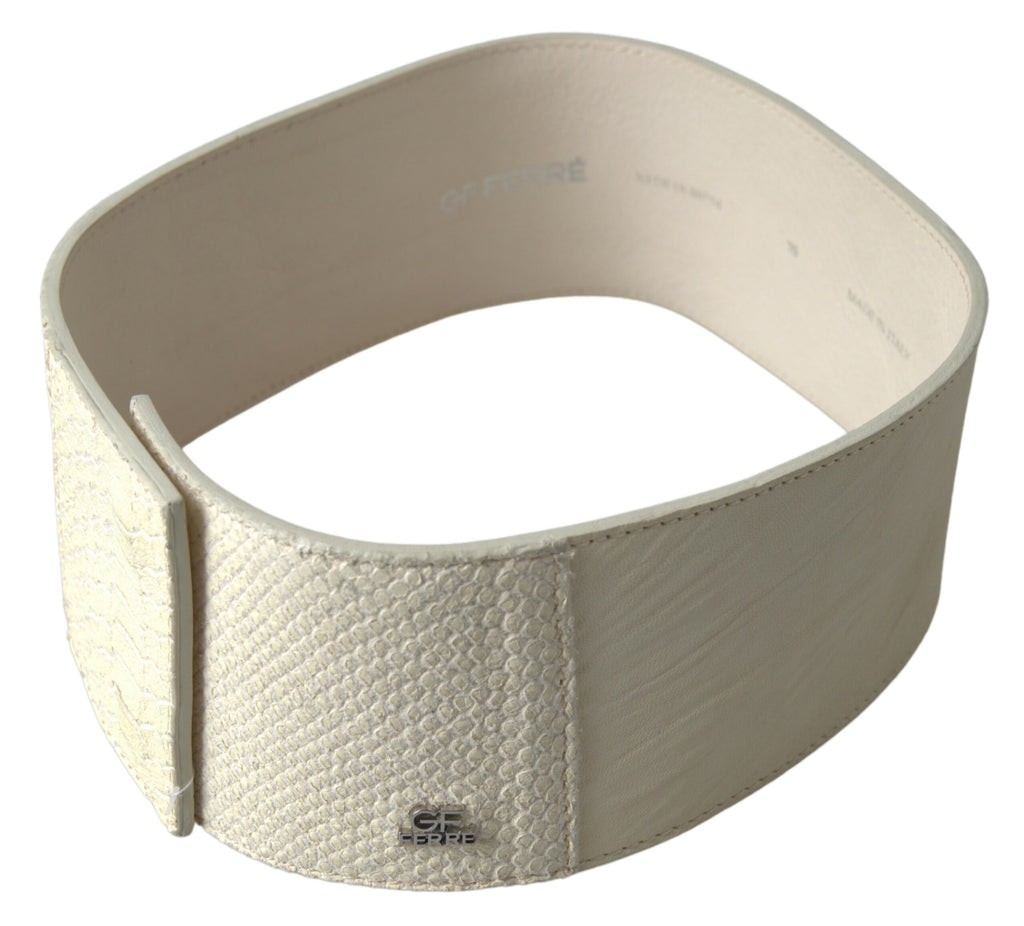 Ceinture GF Ferre en coton ciré blanc cassé à large taille mode