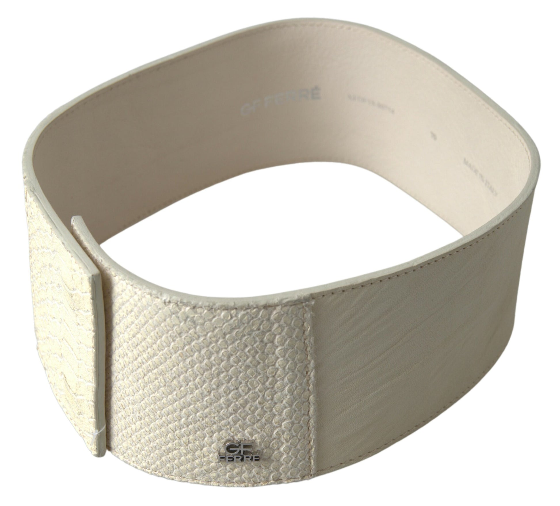 Ceinture GF Ferre en coton ciré blanc cassé à large taille mode