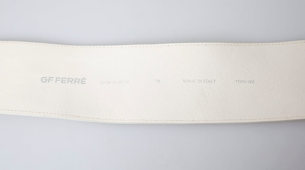 Ceinture GF Ferre en coton ciré blanc cassé à large taille mode