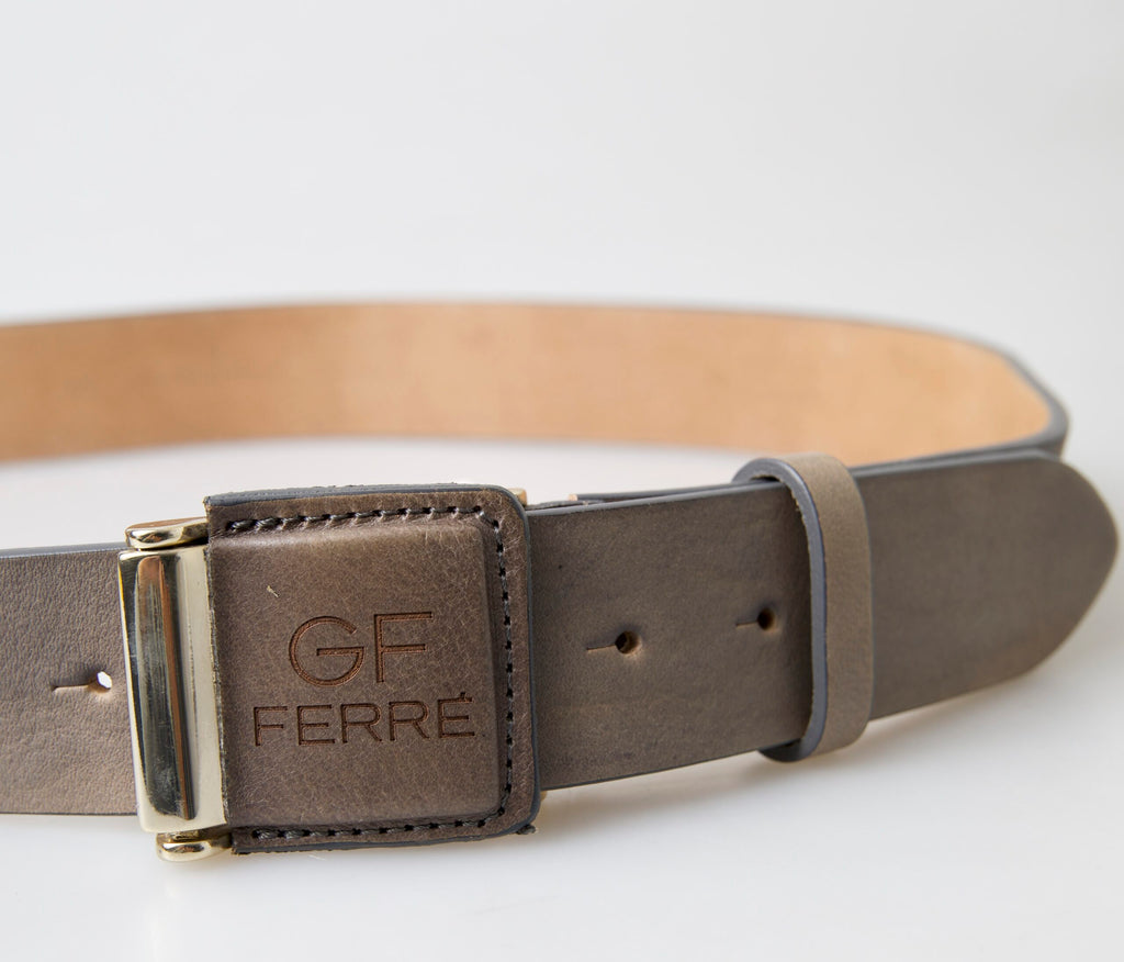 Ceinture de taille GF Ferre en cuir marron avec boucle logo