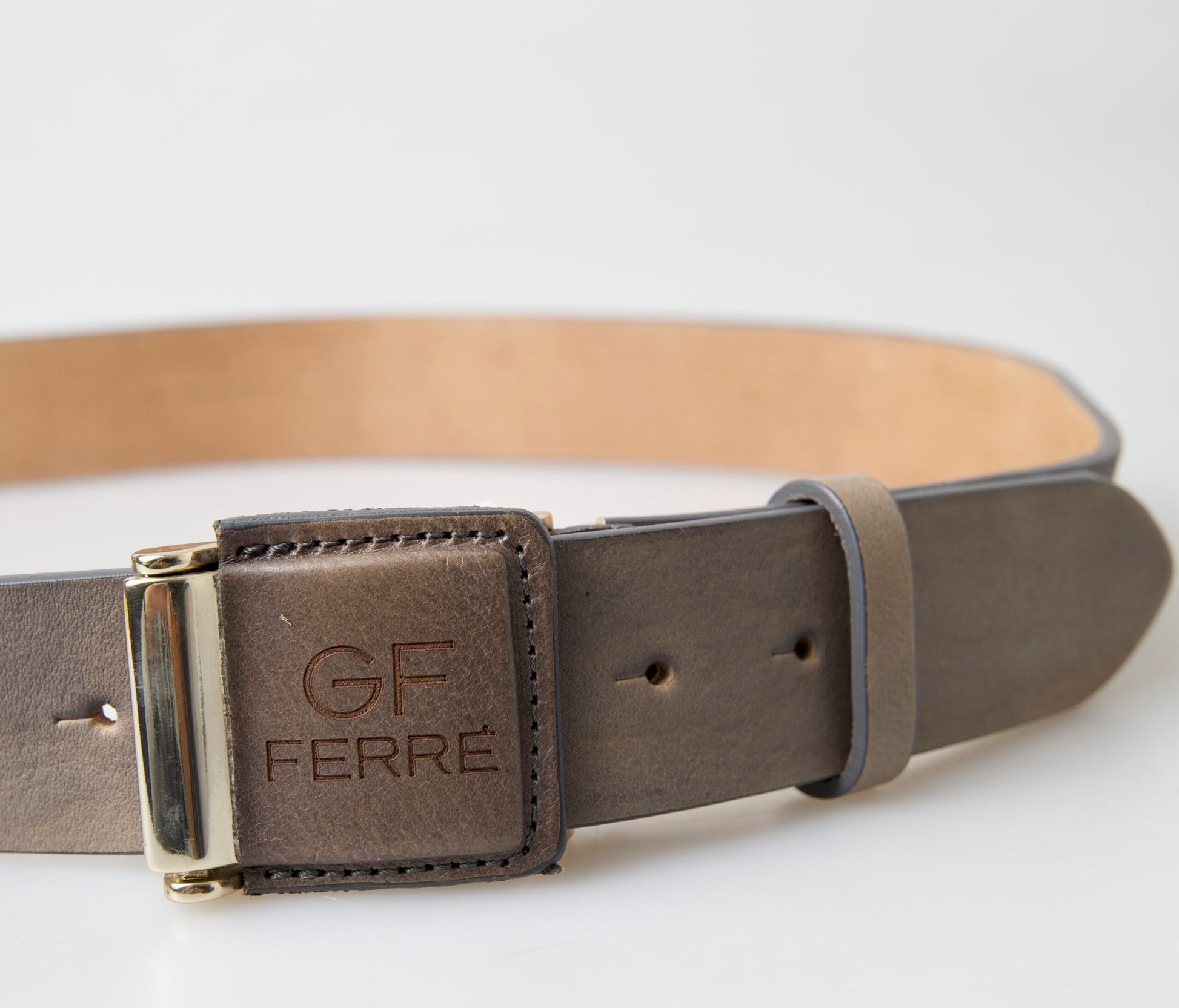 Ceinture de taille GF Ferre en cuir marron avec boucle logo
