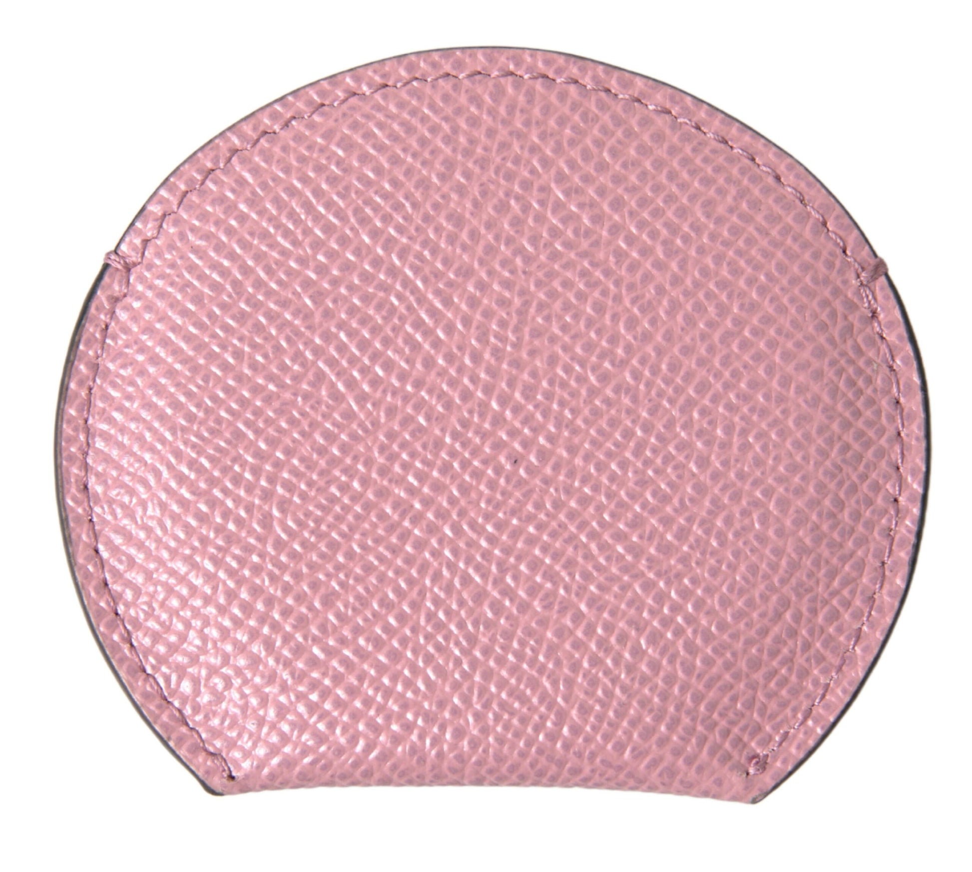 Porte-miroir de poche Dolce & Gabbana en cuir de veau rose avec logo rond imprimé
